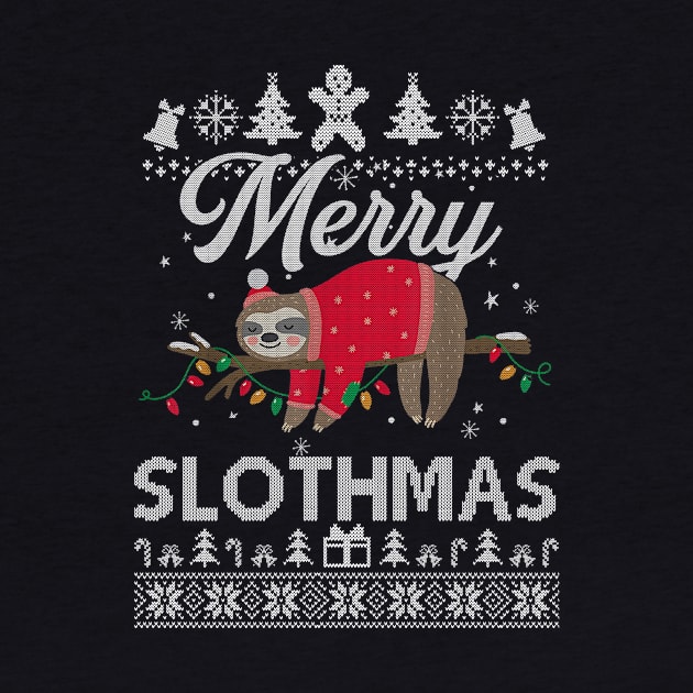 Merry Slothmas Funny Sloth Lazy Family Xmas Holiday Gift by SloanCainm9cmi